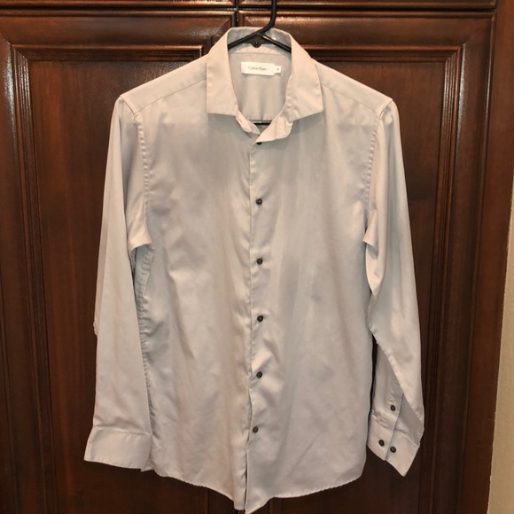 Big Boys Calvin Klein Sateen Button Down Shirts - Picture 4 of 6